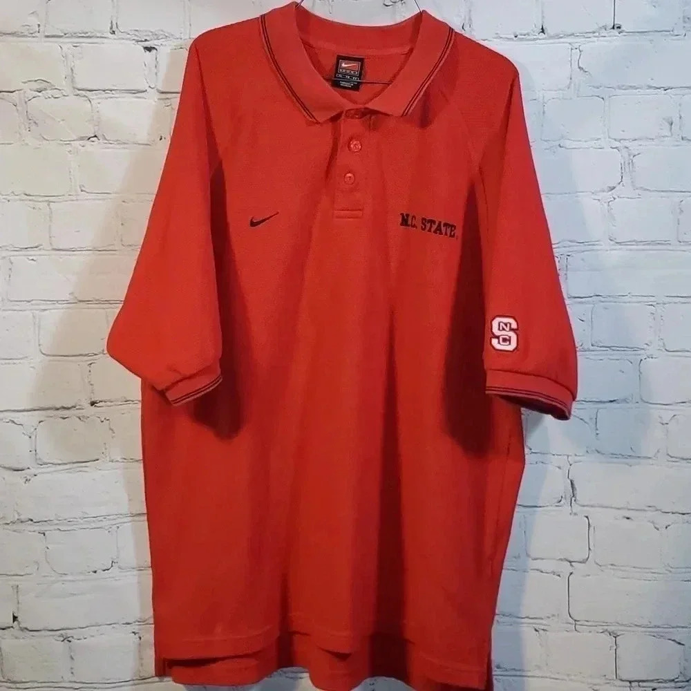 Nike Team NC State Wolfpack waffle knit cotton polo shirt Mens Size XL